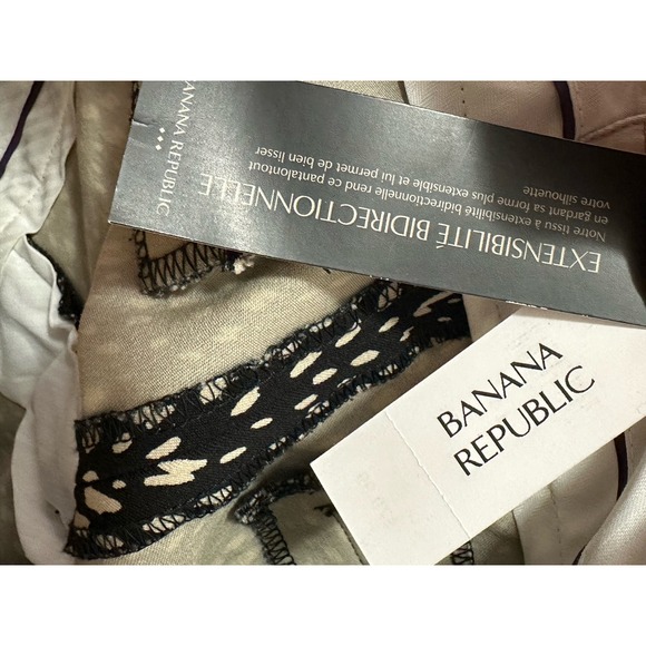 Banana Republic The Sloan fit black cream print straight legs pants size 14 - Picture 7 of 12